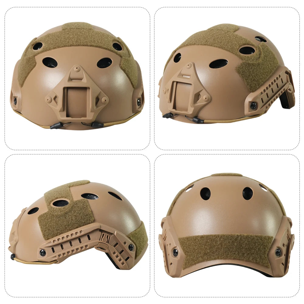 BOOIU Tactical Helmet Fast PJ Airsoft Helmet with Goggles ABS CS Riding Shooting Helmets Outdoor Sports Head Protection Gear