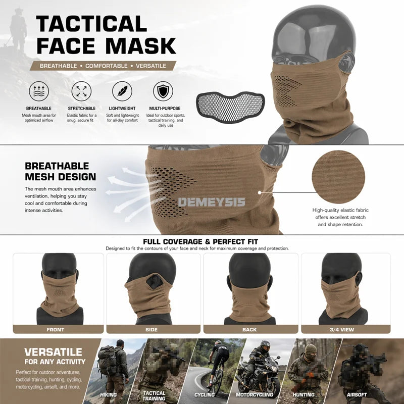 Outdoor Hunting Face Mask Removable Steel Mesh Cover Breathable Balaclava Full Face Cover for Airsoft Paintball Shooting Wargame
