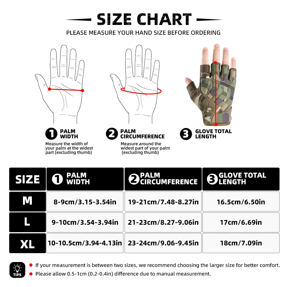 Tactical Half Finger Gloves Outdoor Sport Cycling Hunting Shooting Camping Hiking Combat Bicycle Non-slip Shock-proof Gear Men