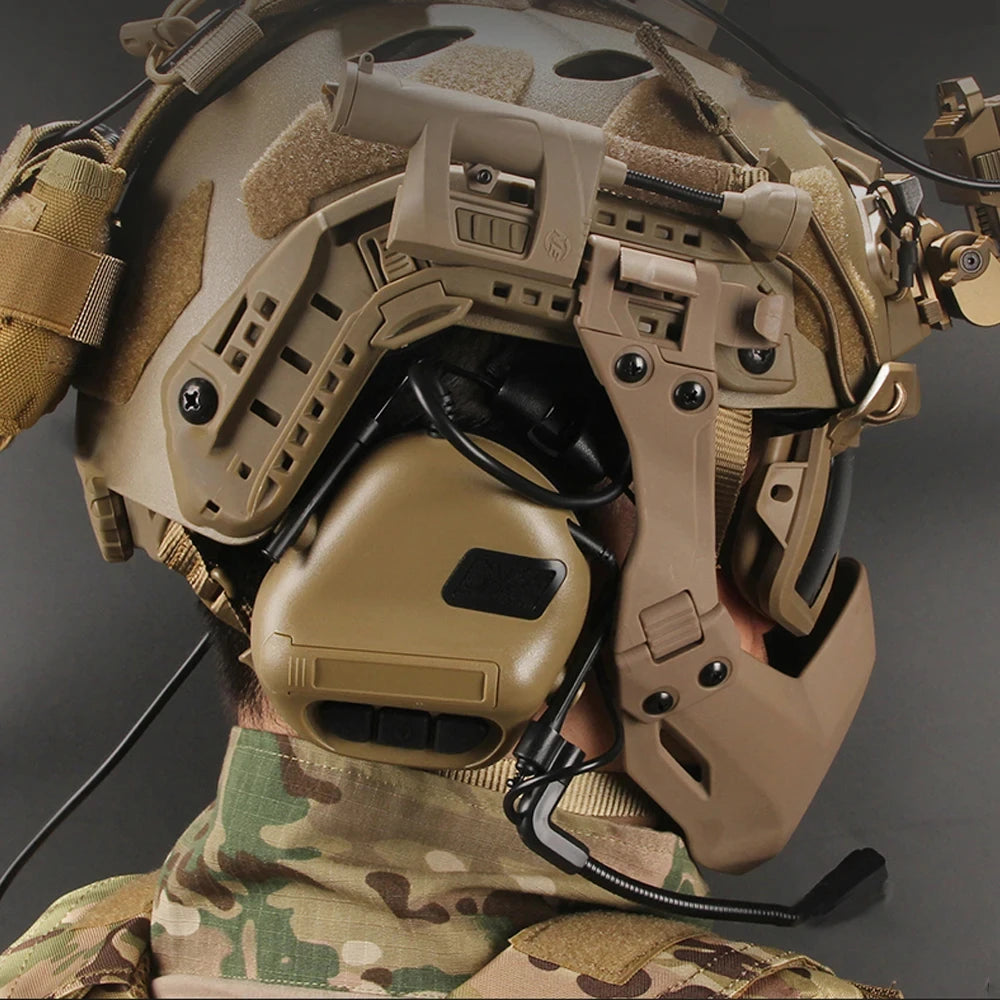 Tactical Airsoft Helmet Set with Headset Mask Night vision Goggles Battery Pouch Signal Lights For Hunting CS Paintball Shooting