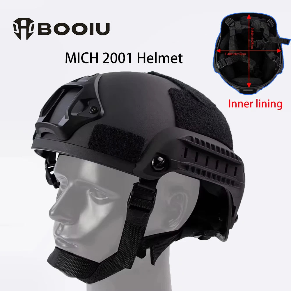 BOOIU Tactical MICH2001 Helmet Airsoft FAST Helmet Tactical Helmet Outdoor Sport CS Hunting Riding Military Safety Protect Gear