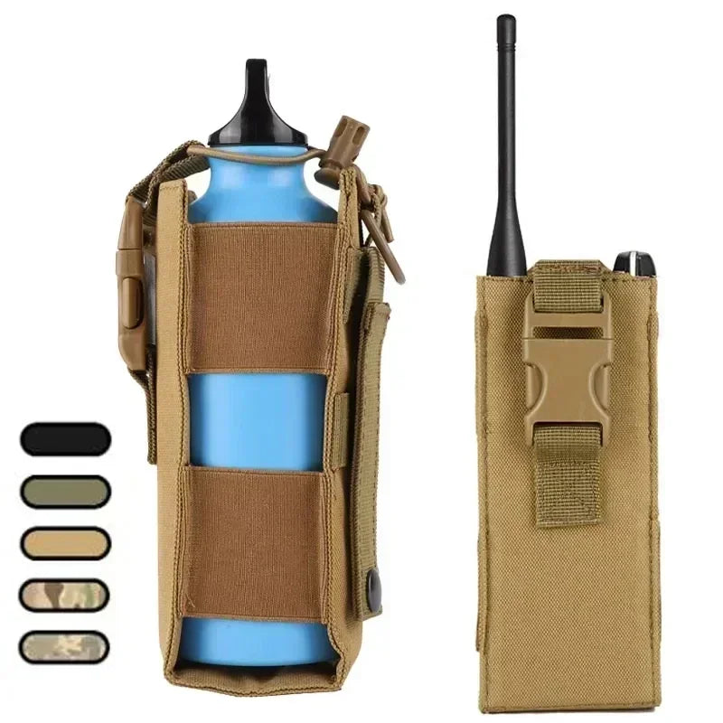 1Pc Molle Water Bottle Holder Pack Travel Camping Hiking Airsoft Walkie Talkie Holster Waist Bag Outdoor Hunting Radio Mag Pouch