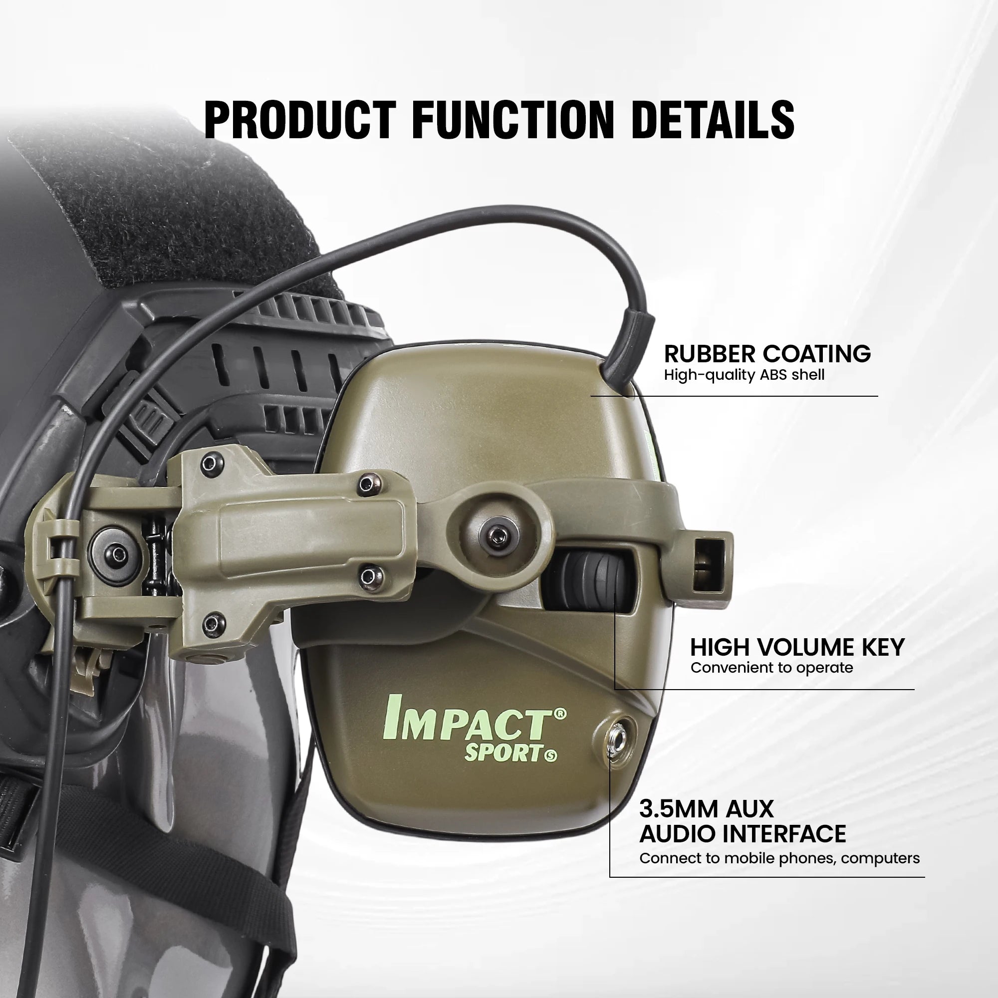 Impact Sport Electronic Shooting Headset Helmet Mounted Ver Hunting Pickup Noise Reduction Hearing Protection Tactical Headset