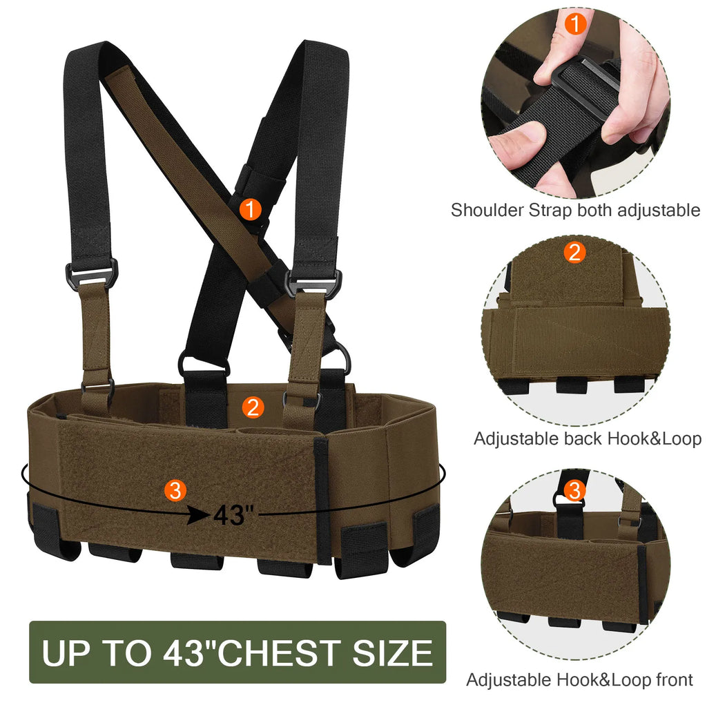 KRYDEX Tactical 556 Ready Chest Rig Low Vis Lightweight Concealed Carry Chest Rig Vest With Elastic Magazine Radio Tool Pouch