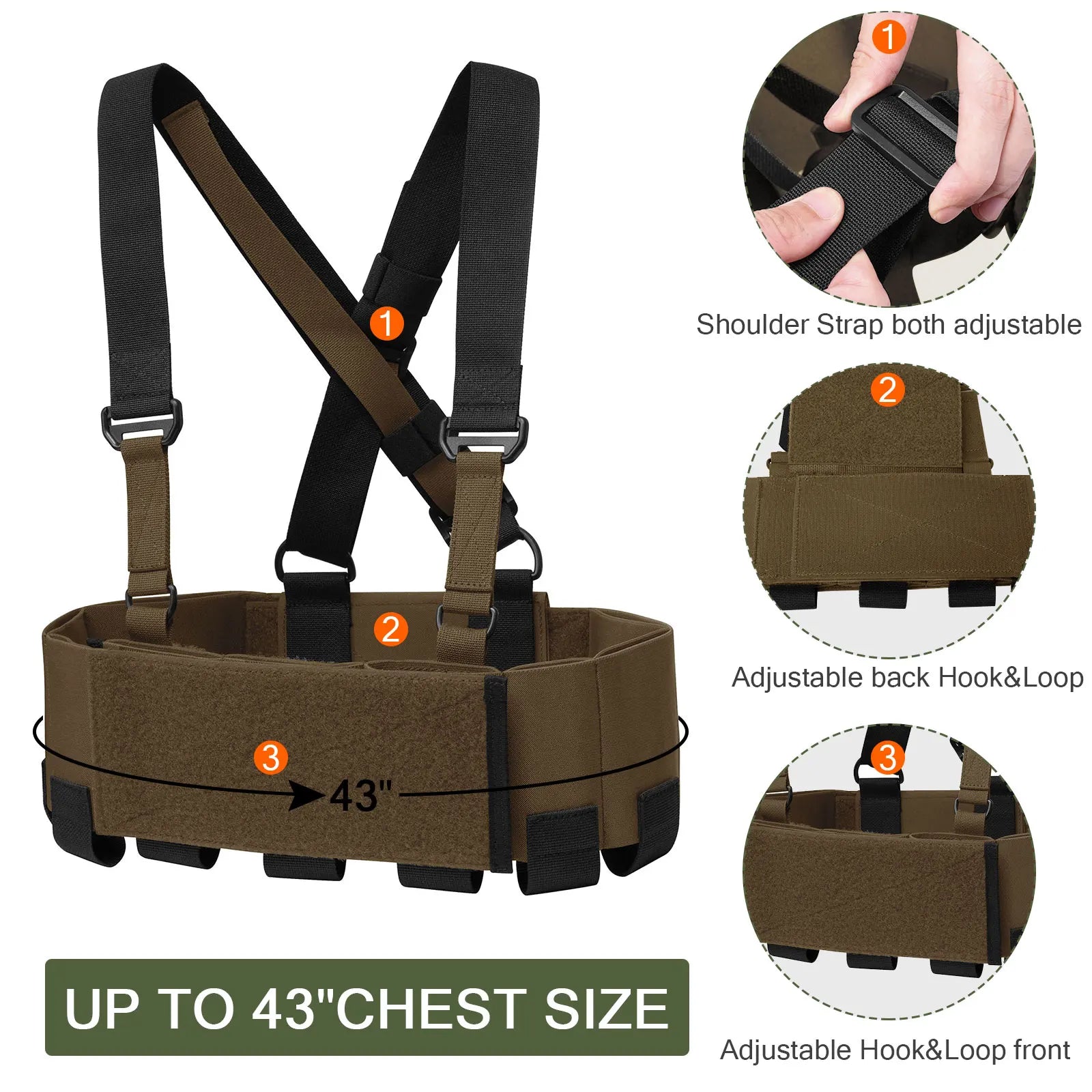 KRYDEX Tactical 556 Ready Chest Rig Low Vis Lightweight Concealed Carry Chest Rig Vest With Elastic Magazine Radio Tool Pouch