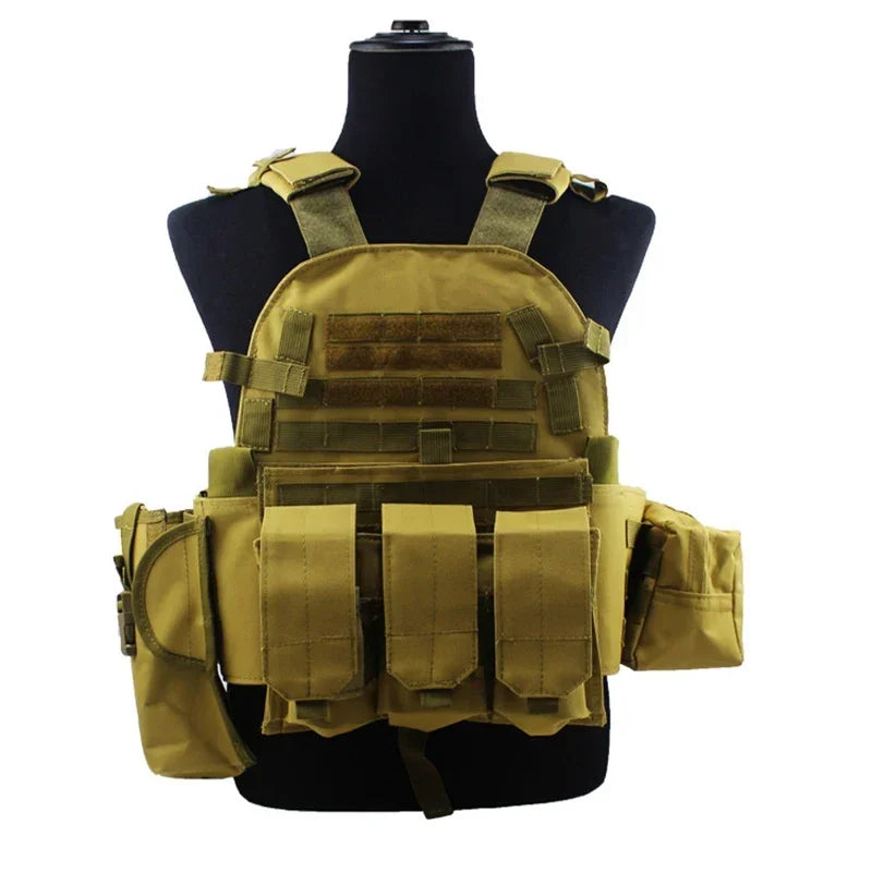 6094 Camouflage Plate Carrier Vest Multi-Functional Tactical Hunting Vest Adjustable Men Combat Equipment for Outdoor Cycling
