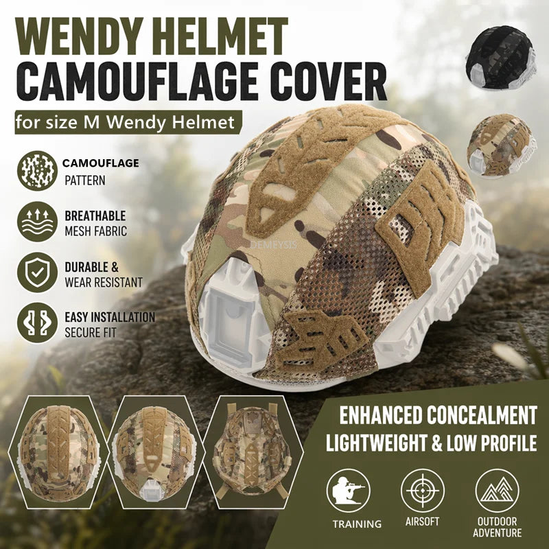 Outdoor Hunting Wendy Helmet Cover Combat Airsoft Helmet Accessories Airsoft CS Tactical Wendy Helmets Camouflage Cloth Size M