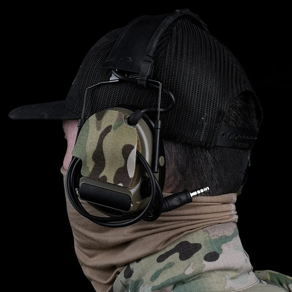 1Pair Hunting Headset Cable Storage Organizer Camouflage DIY Sticker Magic Patch for ComTac(ⅡⅢⅤⅥ) Hunting Shooting  Headphon