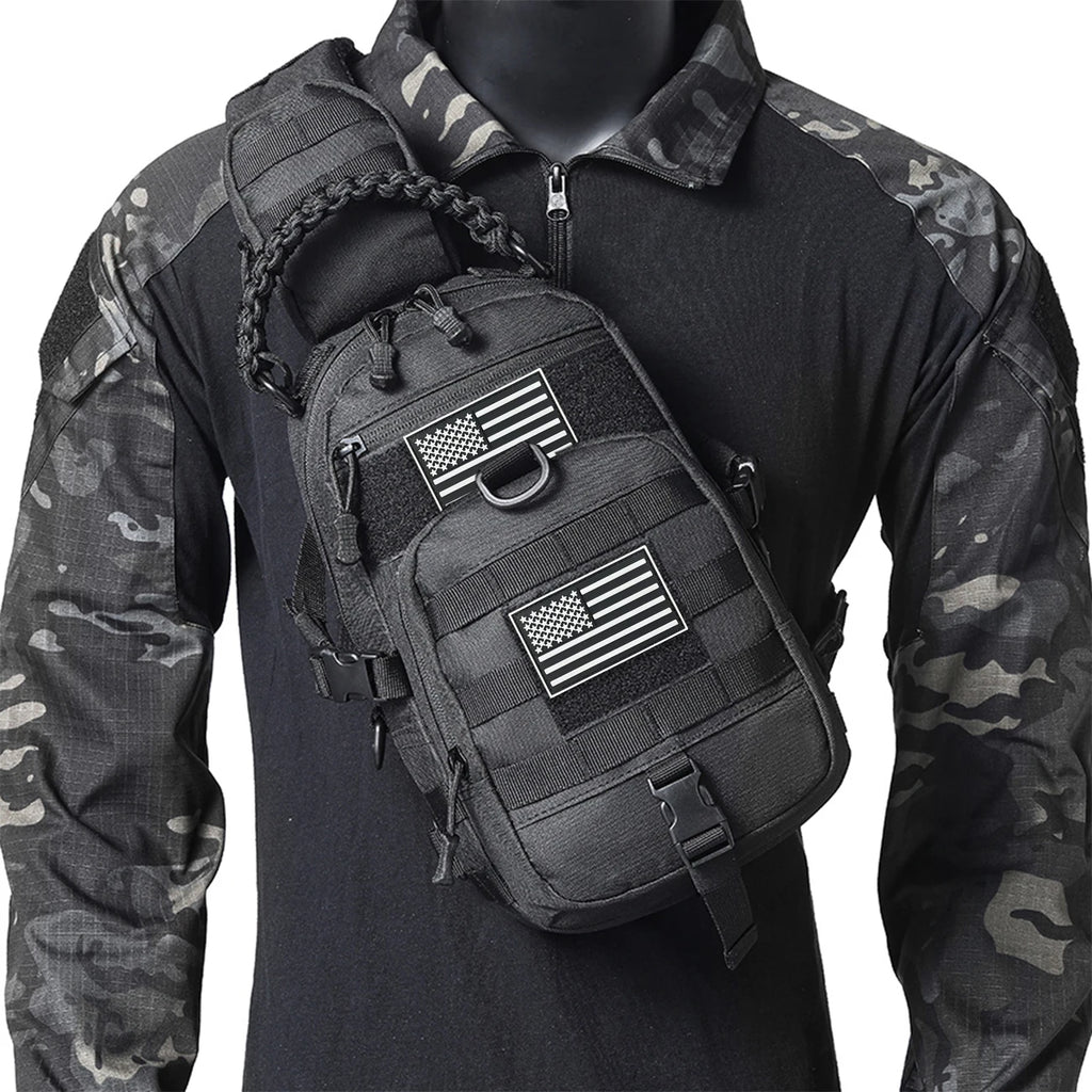 Multi functional crossbody chest bag Molle expansion system adjustable, widened, breathable single shoulder strap woven handle