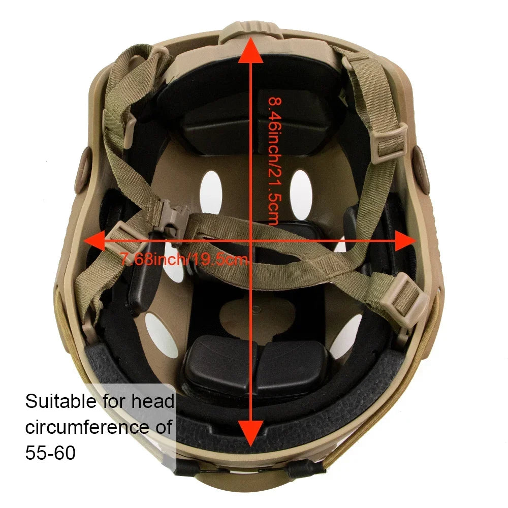 FAST Tactical Riot Helmet ABS 4-Point Suspension Adjustable Head Circumference for Military CS Airsoft Outdoor Protection