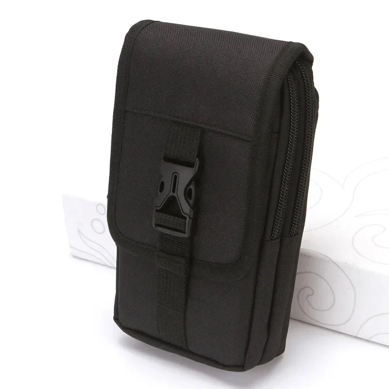 1× Black EDC Molle Bag Purse Double Layer Outdoor Waterproof Waist Fanny Pack Men Phone Pouch Camping Hunting Tactical Waist Bag