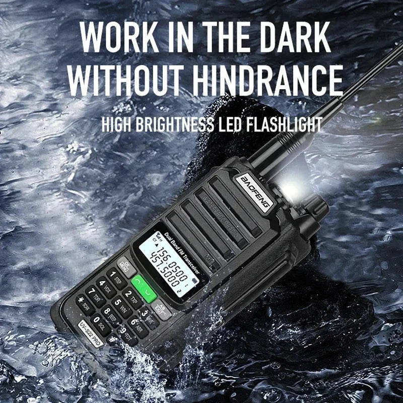2pcs Baofeng UV-S22 Pro V2 Power Waterproof Hunting Walkie Talkie Type-C Powered UHF VHF Programming Cable Long Range FM Radio