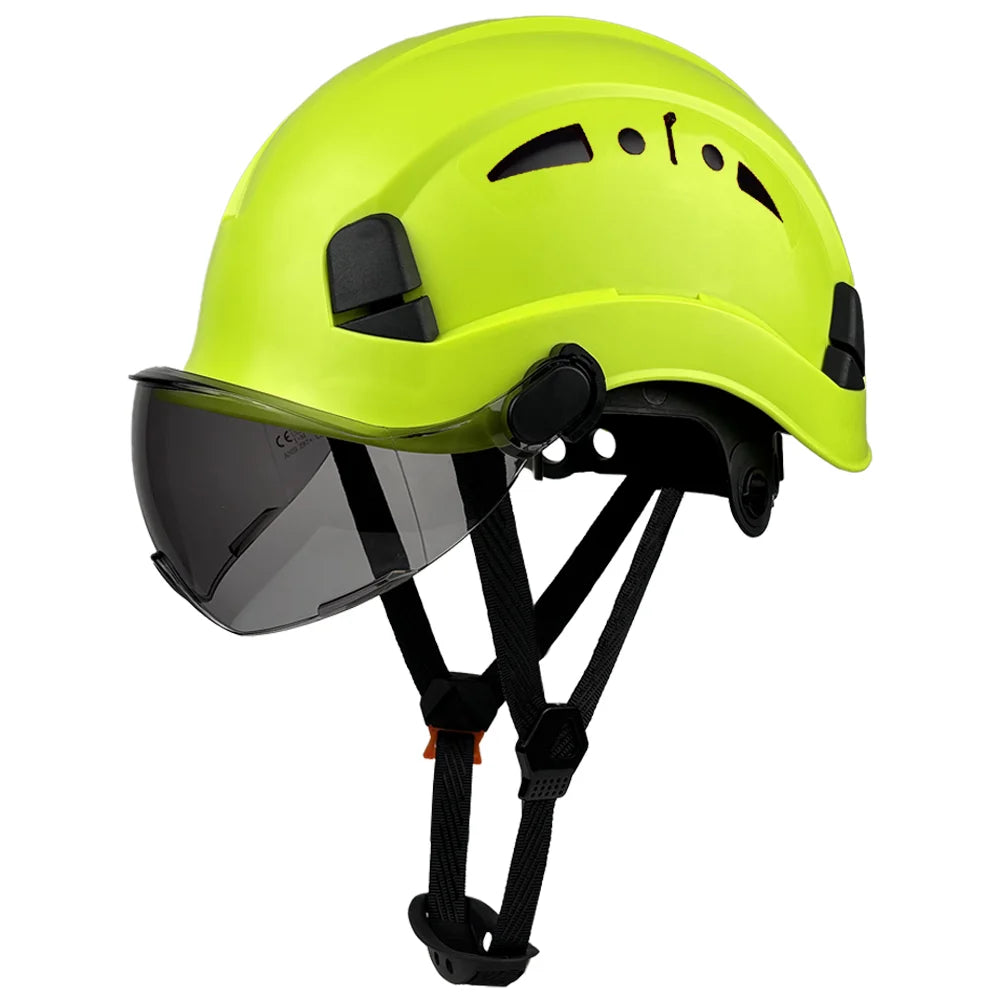 CE ANSI Summer Breathable Safety Helmet with Sun Visor Goggles Vented Construction Hard Hat Outdoor Work Protective Cap