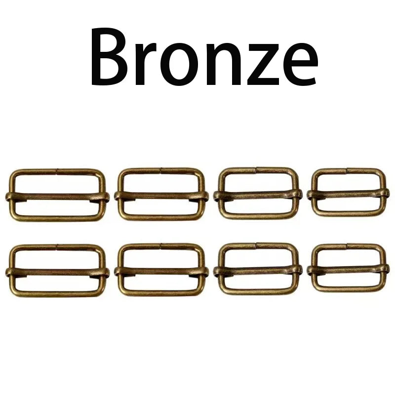 10pcs/lot Metal Slides Adjustable Rectangle D Ring Belt Ribbon Roller Pin Buckle For Backpacks Bag Cat Buckles DIY Accessories