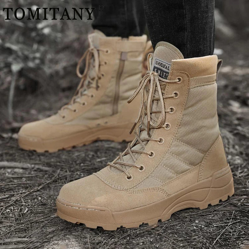 Men's Boots 2026 New Tactical Boots Special Force Desert Combat Boots Men Work Shoes Outdoor Hiking Ankle Boots