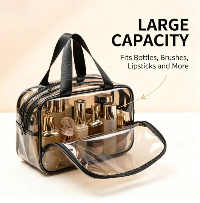 Dry And Wet Separation Clear Toiletry Bag for Women Men Portable Large Travel Makeup Bag Waterproof Transparent Cosmetic Bag