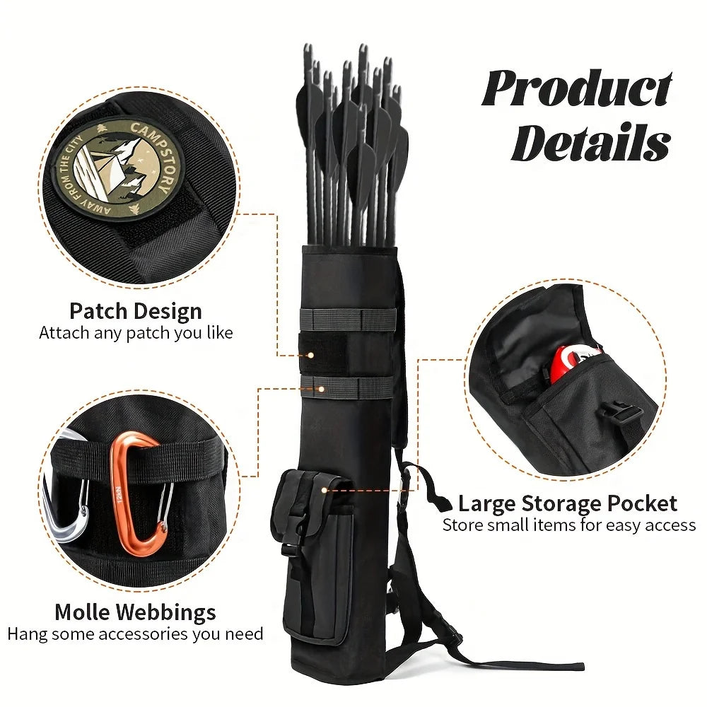 Tactical Arrows Bag Archery Lightweight Back Arrow Quiver Dual Use Fold Compact Hip  with Molle System Pocket Hanged for Hunt