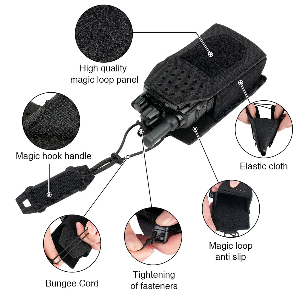 TOPTACPRO Tactical Mini Radio Pouch Molle Walkie-talkie Interphone Pouch Duty Tactical Molle Tool Pouch 8524