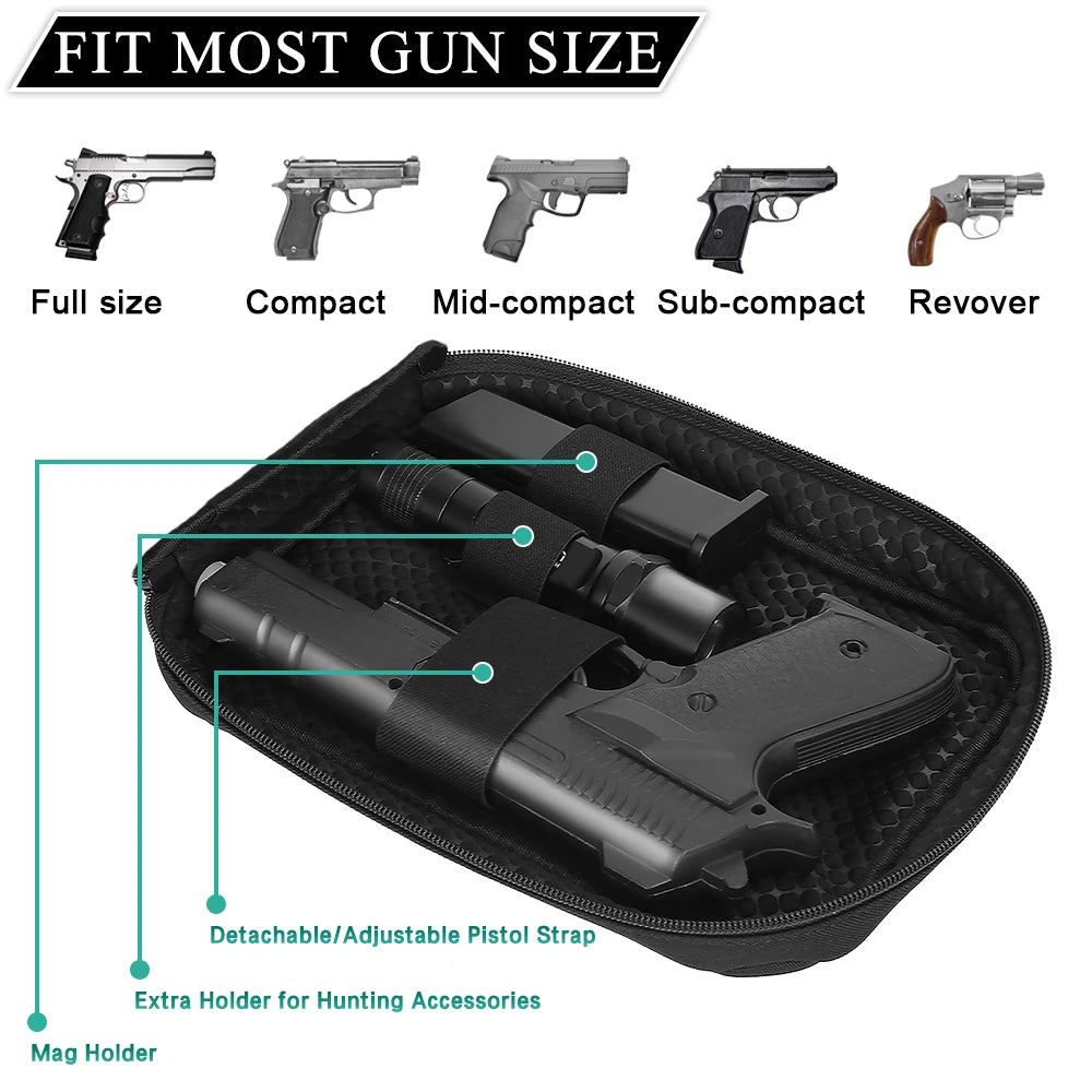 Concealed Carry Gun Bag Soft Sling Shoulder Bag Pistol Case Fanny Pack Waist Belt Firearms Bag with Holster for Handgun Pistol