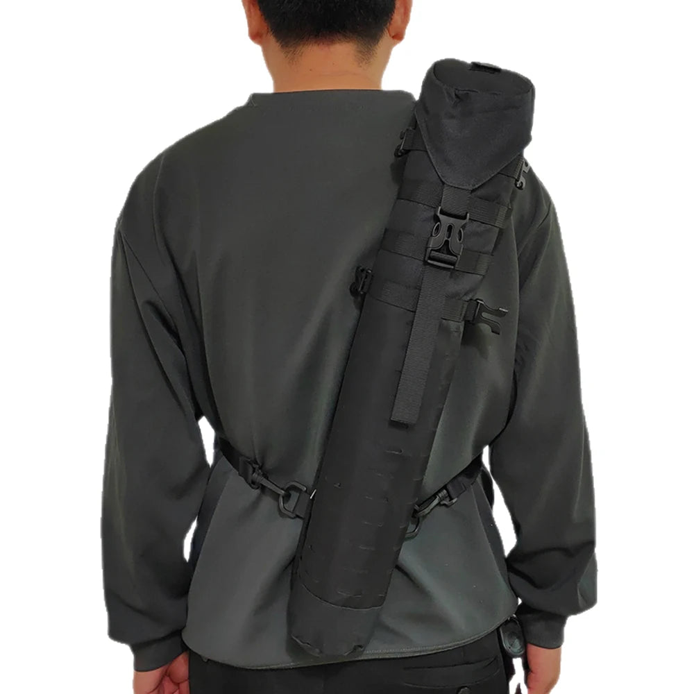 Tactical Molle System Black Camouflage Sling Shoulder Bag Waist hanging Arrow Quiver Tube for Hunting Archery Shooting Accessory