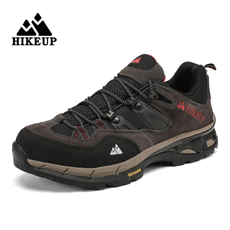 HIKEUP New Arrival Leather Hiking Shoes Wear-resistant Outdoor Sport Men Shoes Lace-Up Men's Climbing Trekking Hunting Sneakers
