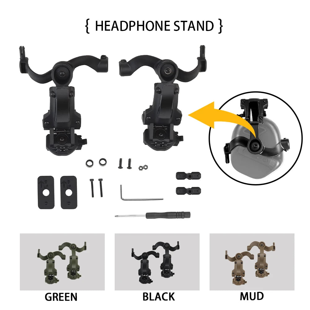 BOOIU Tactical Bluetooth Headset Shooting Headphones Fast Helmet Earmuffs Protection Ear Hunting Training Headset with Stand