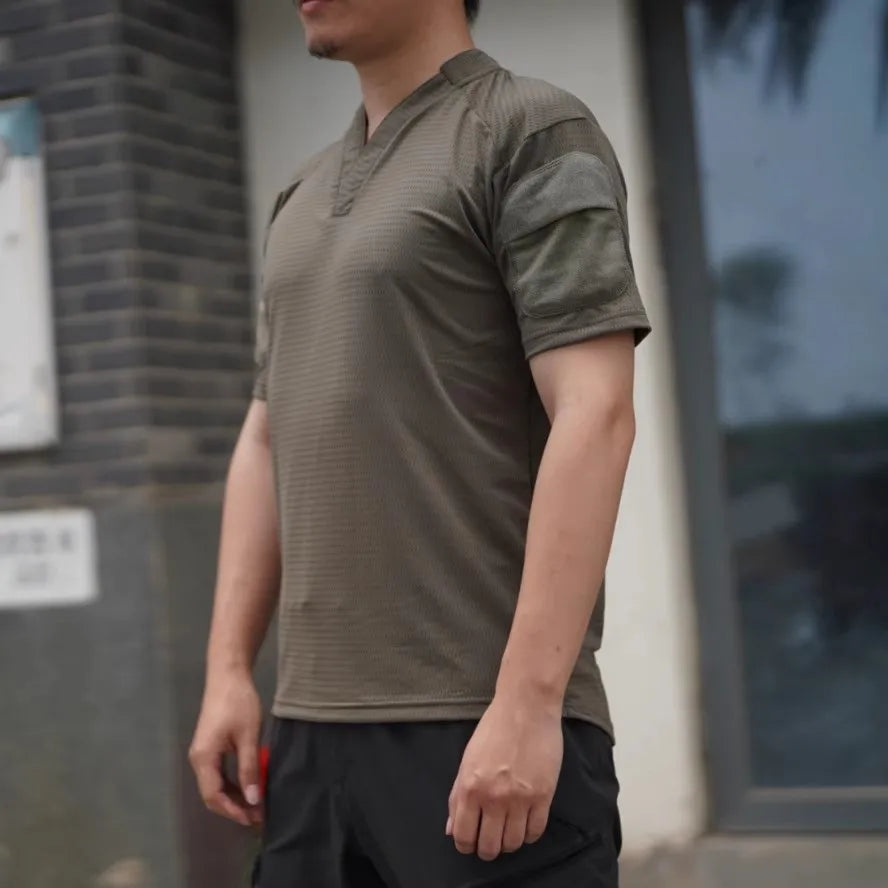 Velocity Style Rugby Shirt Quick Dry Tactical Short Sleeve T-shirt CAG Love Ranger Green