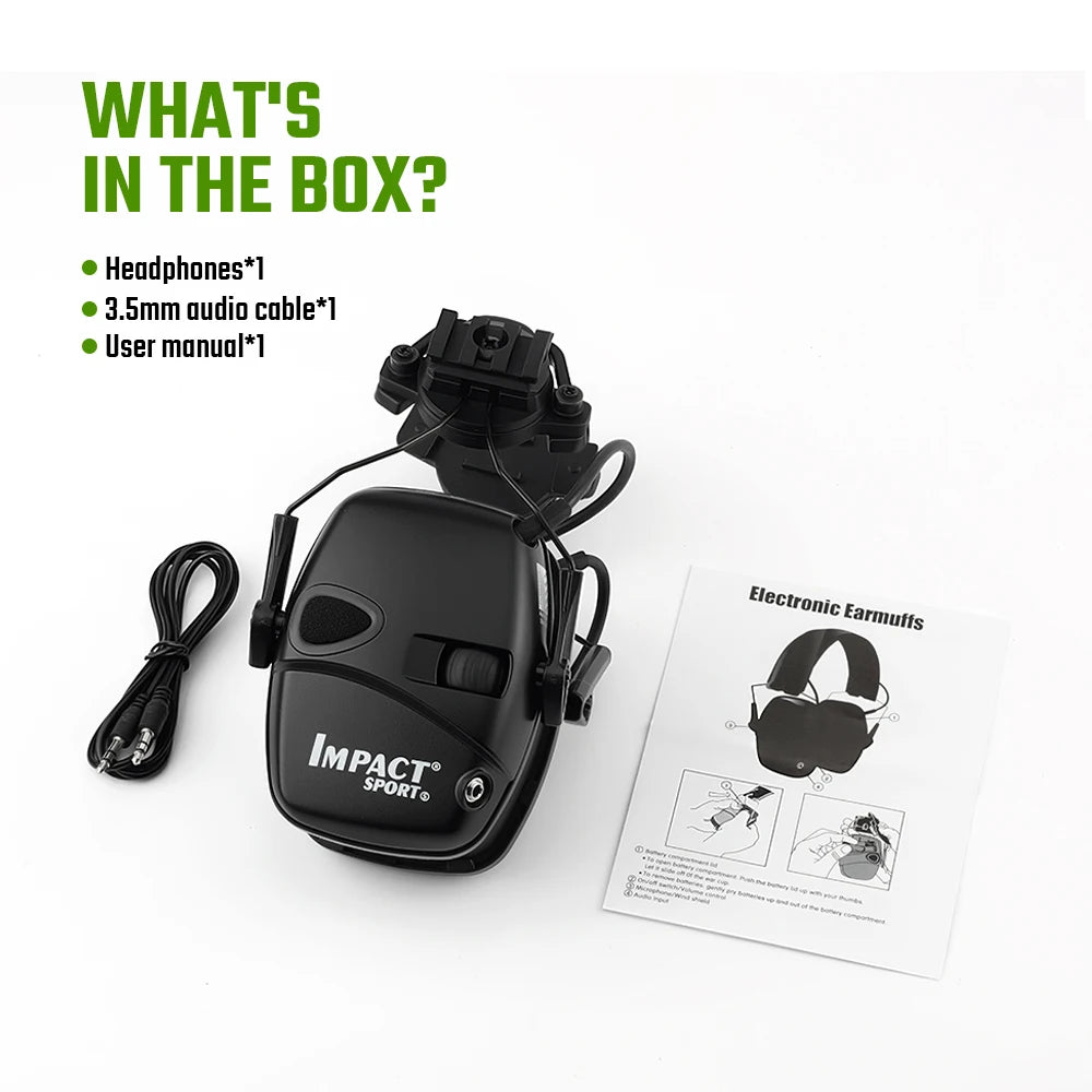 Tactical Helmet Mounted Electronic Earmuff FAST Rail Compatible Sound Amplification Noise Reduction Headset for Shooting Hunting