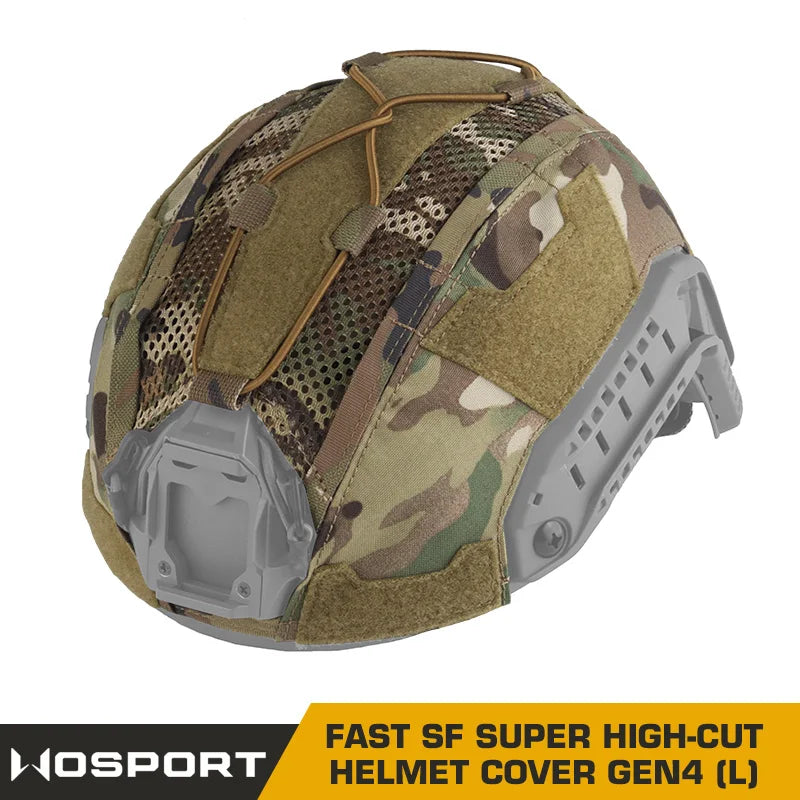 Tactical Helmet Cover 4th Gen for FAST Helmet Ops-Core High-Cut Helmets Cloth with Elastic Fixed Rope Camo Style