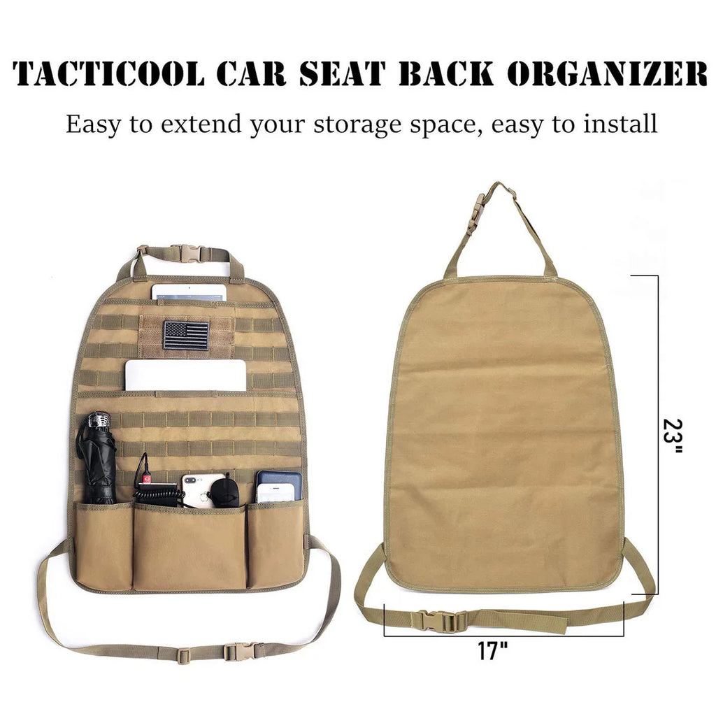 Car Seat Back Organizer Tactical Molle Car Seat Organizer Storage Bag Universal Self-driving Hunting Seat Cover Bag Accessories