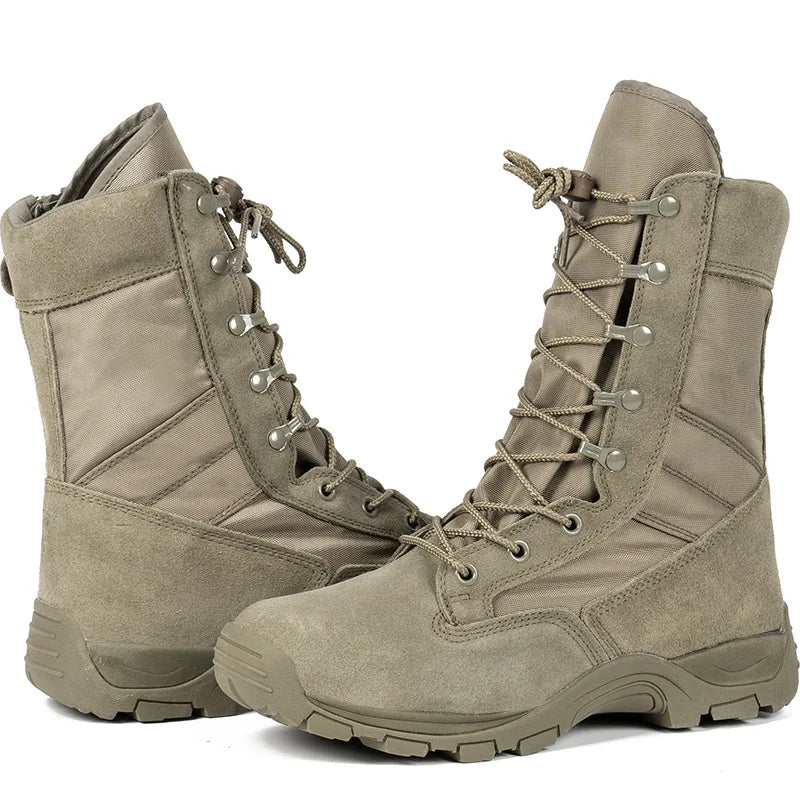 Lynjacye New Men's Women's Gray Green ZS High Top Combat Boots Desert Boots Lightweight Outdoor Hiking Boots
