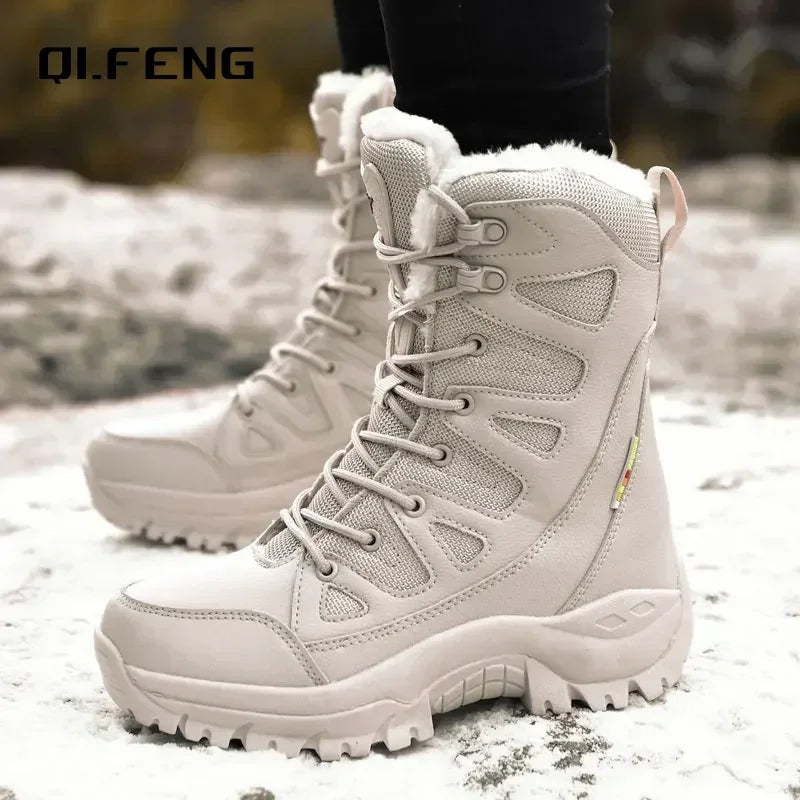 New High Top Men's Shoes Waterproof Winter Boots Warm Plush Snow Boots Men Lace Up Casual Anti-Slip Ankle Footwear 36-46