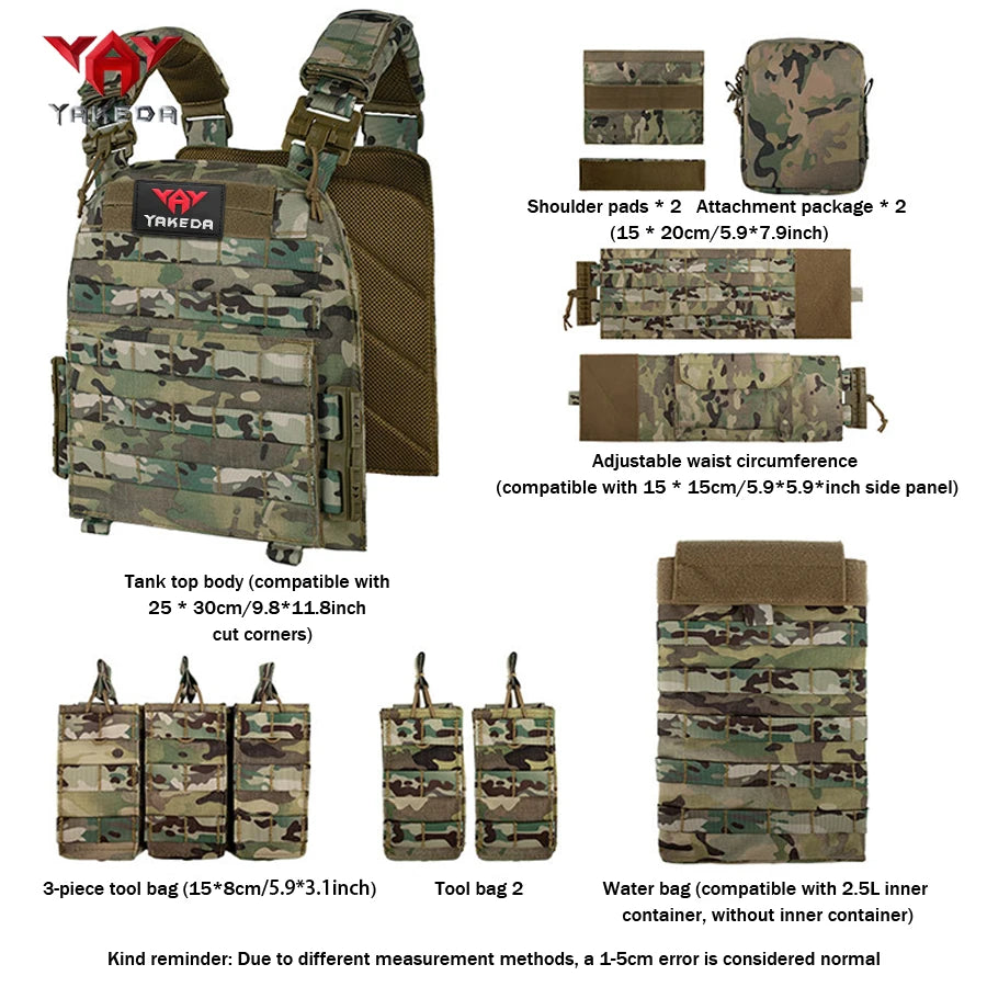 YAKEDA multifunctional hunting vest shoulder strap with quick detachable/adjustable design and expansion accessory bag