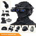 Airsoft Tactical FAST PJ Helmet Set with Camo Cover, Headset, GPNVG-18, L4G24 NVG Mount, Signal Light, Counterweight Pouch