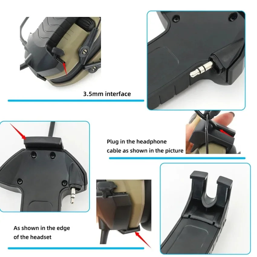 Tactical Headset Adapter External Microphone Kit for Walker's Razor Hearing Protection Electronic Shooting Earmuffs with U94 Ptt