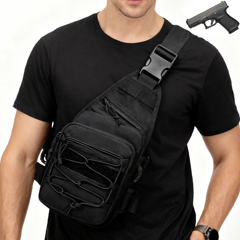 Tactical Gun Bag EDC Shoulder Bag Pistol Holster Bag Concealed Carry Handgun Chest Pack Hunting Sling Backpack Crossbody Pouch