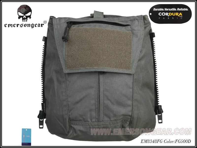 Emersongear Tactical Pouch Zip-ON Panel Plate Carrier Back Pack Shoulder Bag For AVS JPC 2.0 CPC Vest