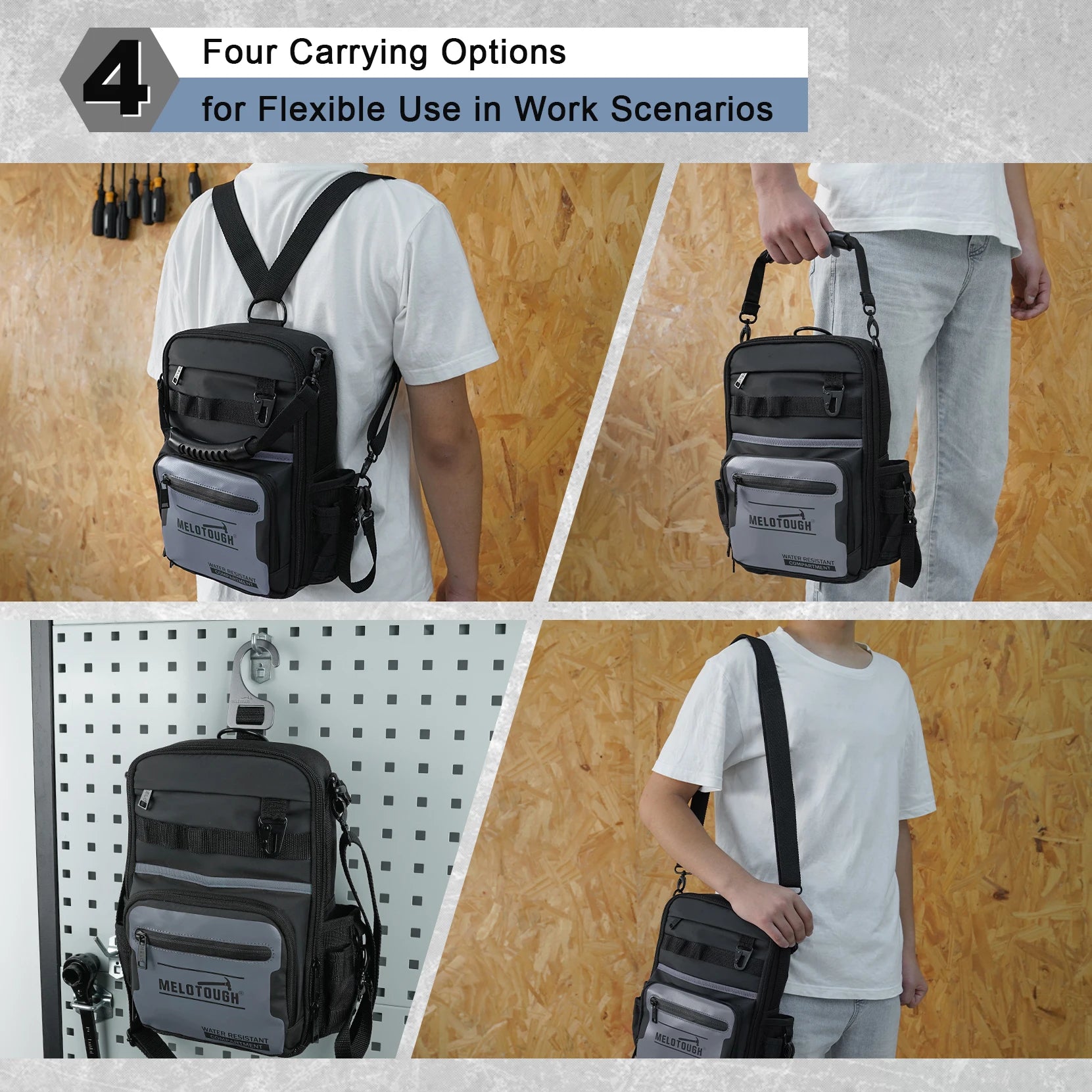 Small Tool Backpack for Men 30 Multi-Storage Pockets Heavy Duty Tool Bag Backpack with Dual-Form Shoulder Strap