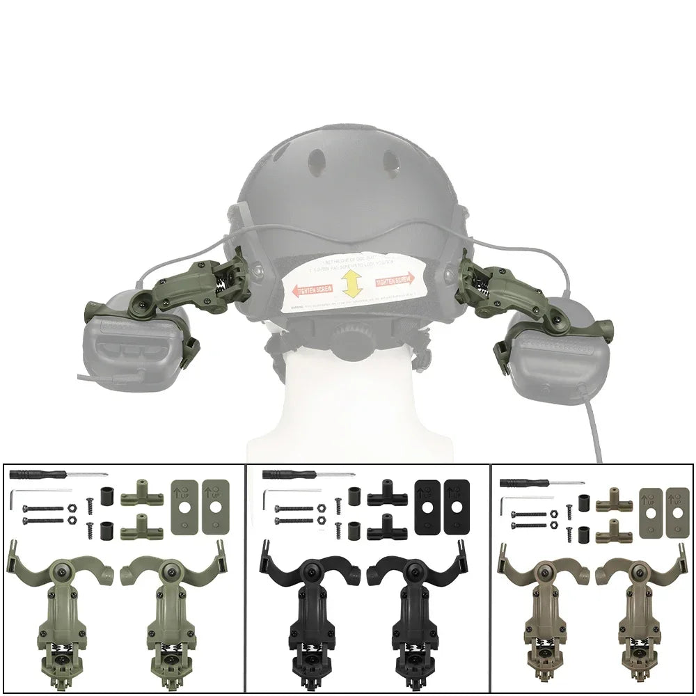 EARMOR M32 SE Shooting Earmuffs Tactical Noise Reduction Headset with Helmet ARC Rail Adapter with Kenwood PTT Adapter New