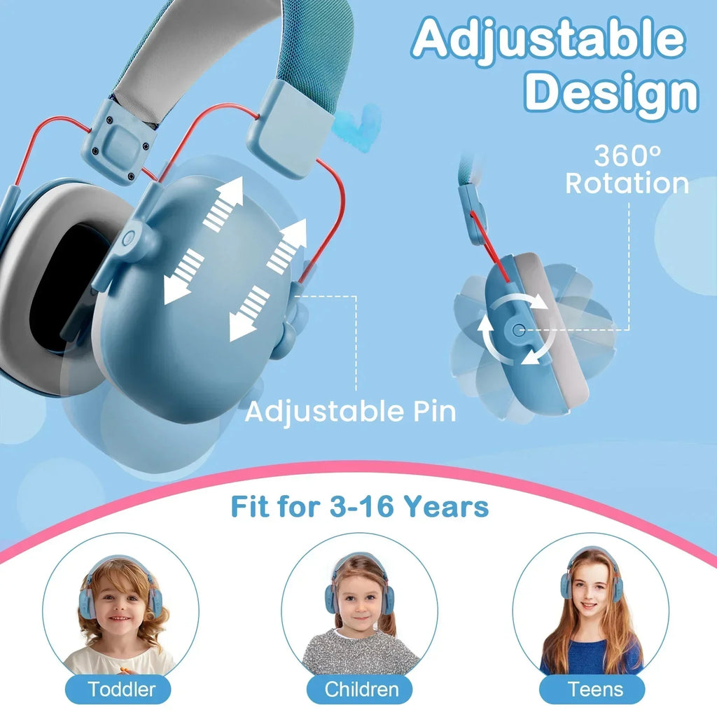 YHKEMA Kids Noise Cancelling Headphones SNR 27db Noise Reduction Ear Muffs Ear Protection Sound Proof Earmuffs Newest