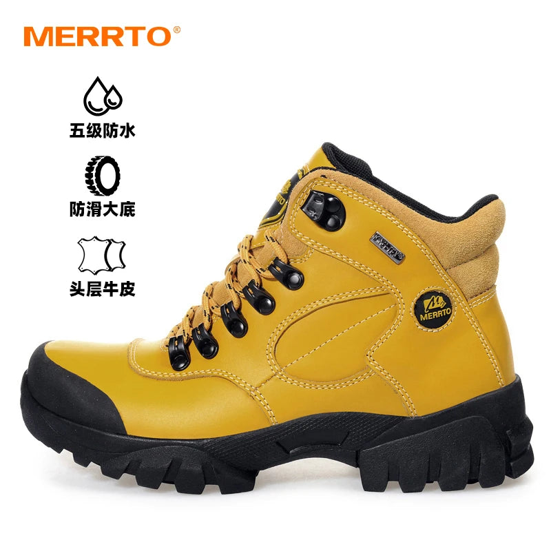 MERRTO Cowhide waterproof Outdoor women Hiking Shoes Breathable Climbing Women Sneakers Trekking Hunting Tourism Mountain boots