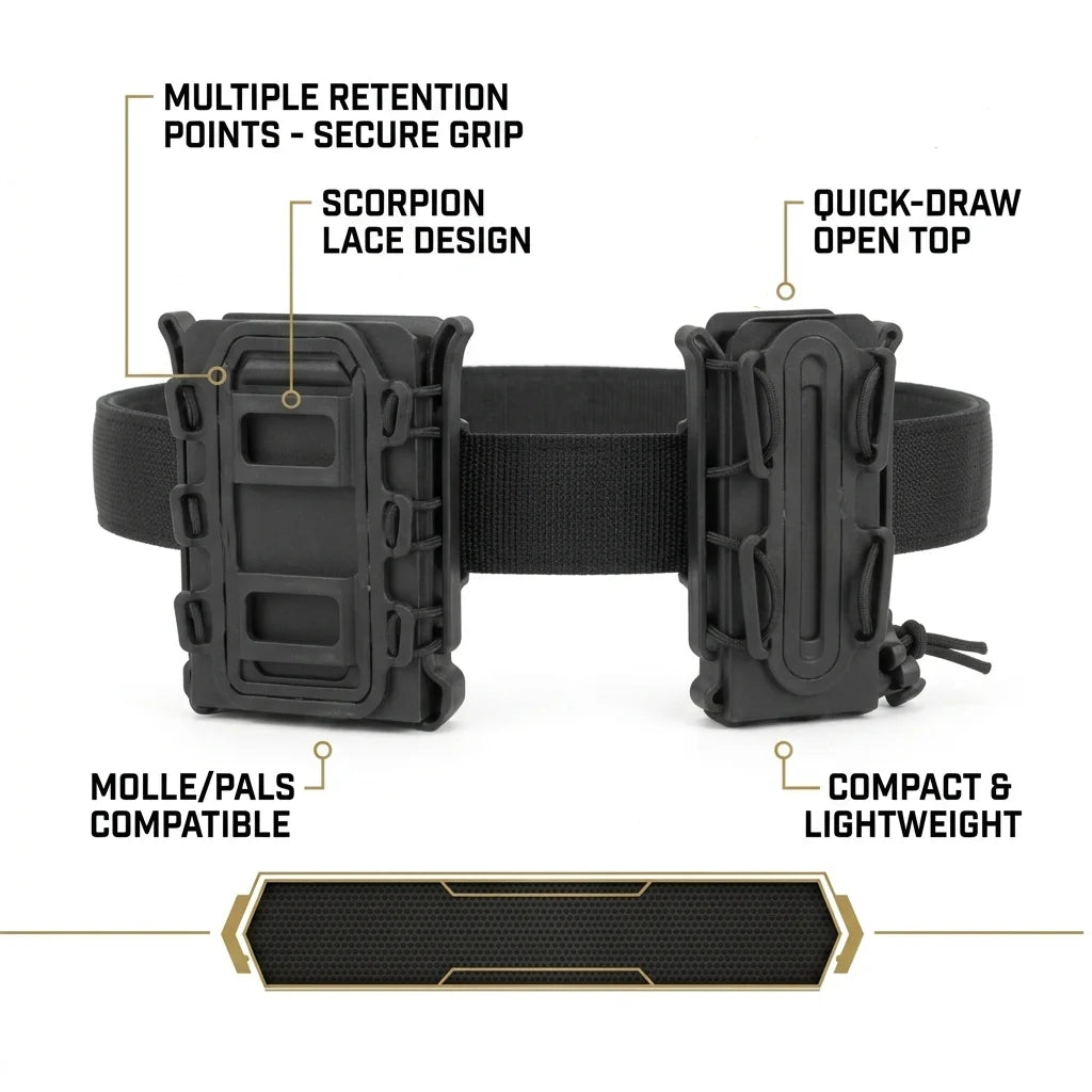 OPHIDIANTAC 5.56/7.62/9MM Fast Mag Pouch Tactical Magazine Pouches Molle Belt Fast Attach Carrier Soft Shell Mag Carrier