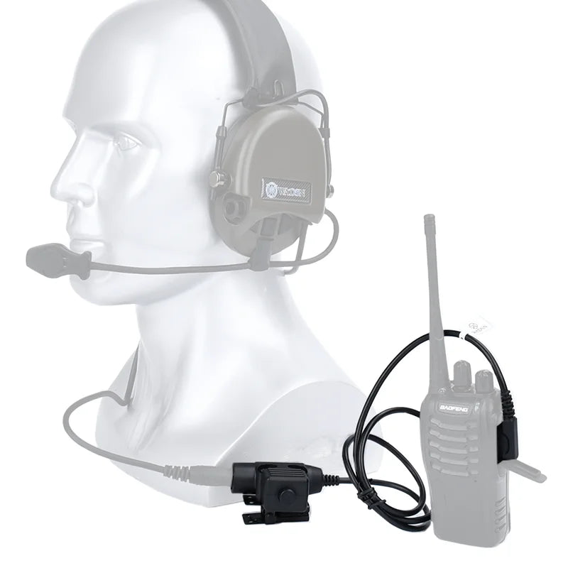 WADSN Military Tactical U94 PTT 7.0 Plug Headset Adapter For COMTAC Earmor Baofeng Kenwood Walkie Talkie Radio Motorola Midland