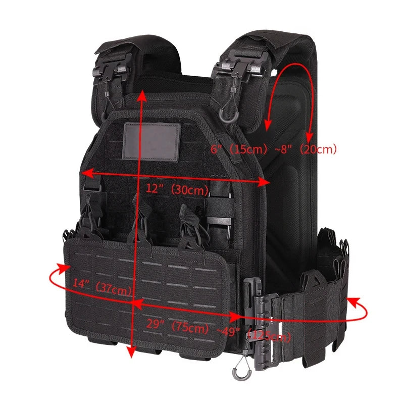 YAKEDA Tactical Plate Carrier Vest,Military Molle Assault Vest with Quick Release Buckles,Adjustable Padded Straps,1000D Nylon