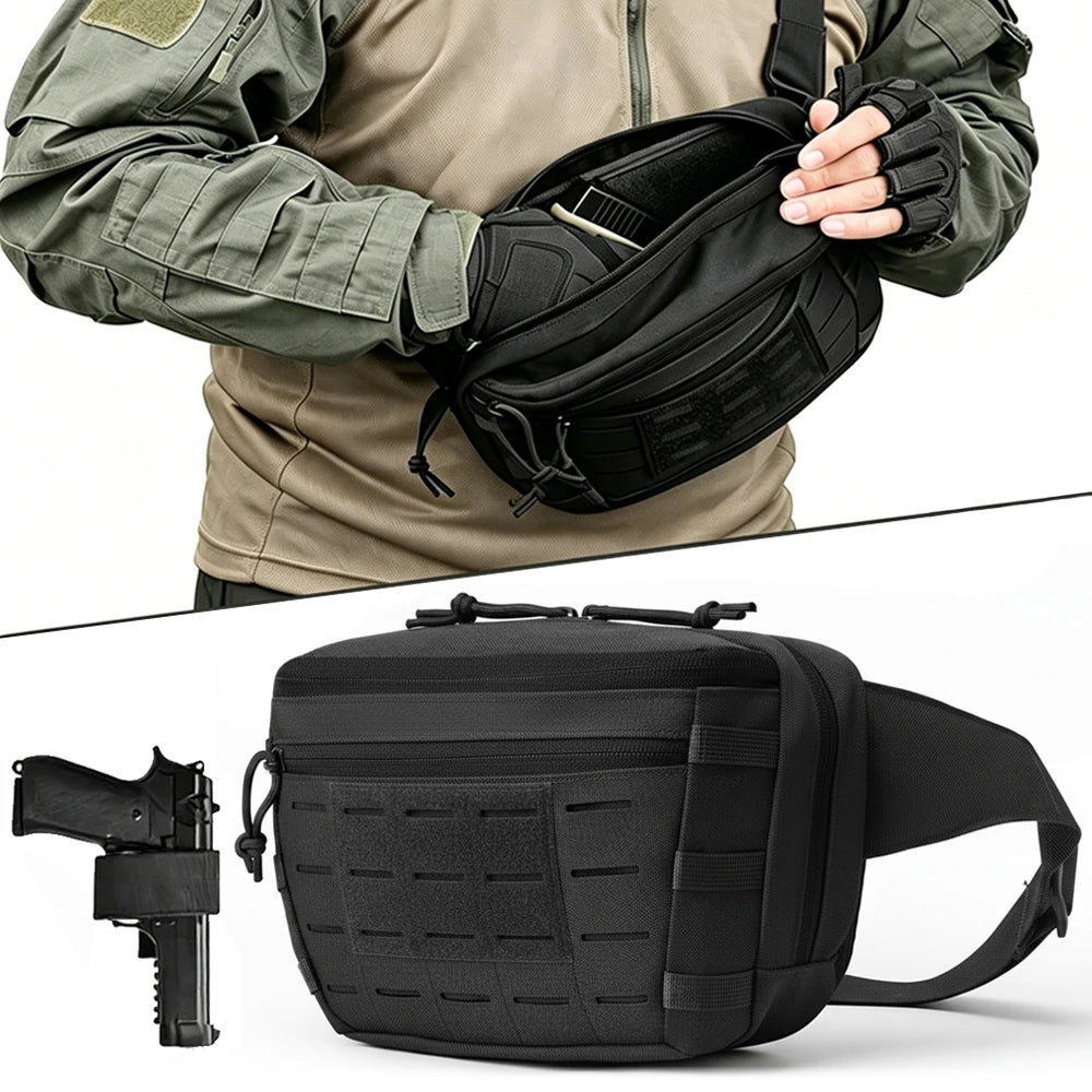 Tactical Pistol Gun Bag Concealed Carry Gun Fanny Pack Pistol Holster Bag Quick Release Handgun Pouch  EDC Shoulder Sling Bag