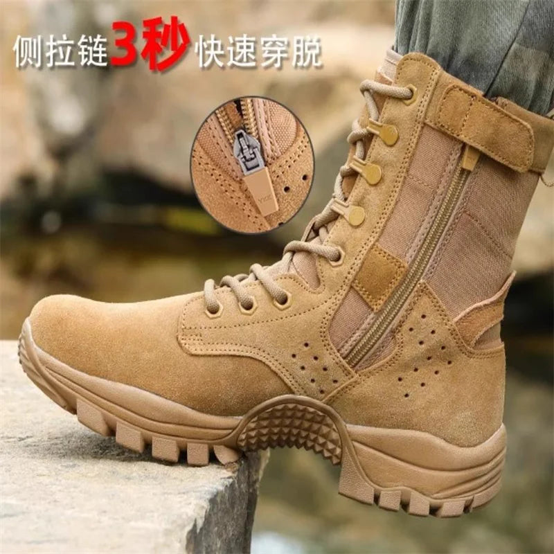 Spring summer training boots men's breathable anti-slip wear high top shoes Men's Desert Ankle Boot Male Shoes Outdoor Work Shoe