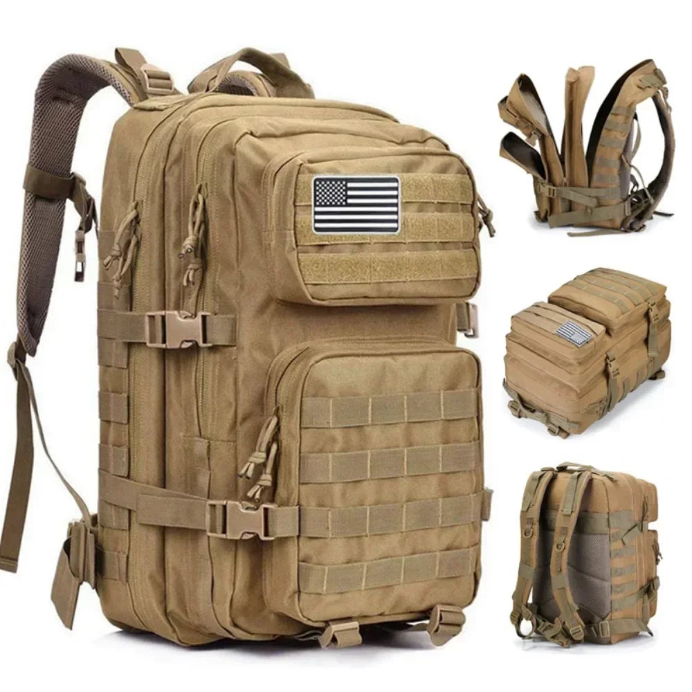 A 80L Tactical Backpack Outdoor Bag for Fitness MOLLE Backpack GYM For People EDC Hiking Survival Rucksack Witch Bottle Holder