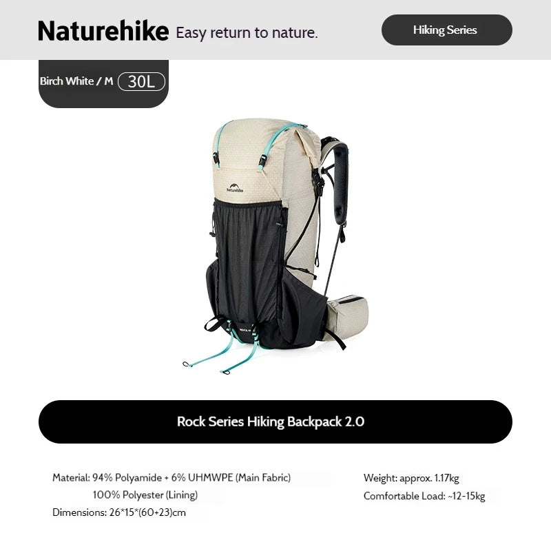 Naturehike Rock 2.0 Hiking Backpack 30L/45L/60L Large Capacity with Rain Cover Professional Outdoor Travel Trekking Shoulder Bag