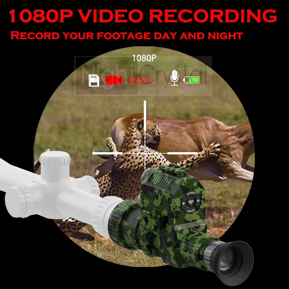Megaorei 4B NK007 Plus 1080P Tactical Night Vision Scope Attachment Hunting IR Camera with HD OLED Screen & Ajustable Crosshairs