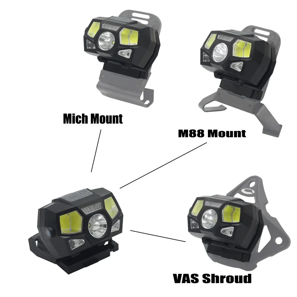 Tactical Helmet Light Signal Lamp Sensor Headlamp USB Charging Waterproof Hunting Fishing Headlight For FAST MICH NVG Helmet